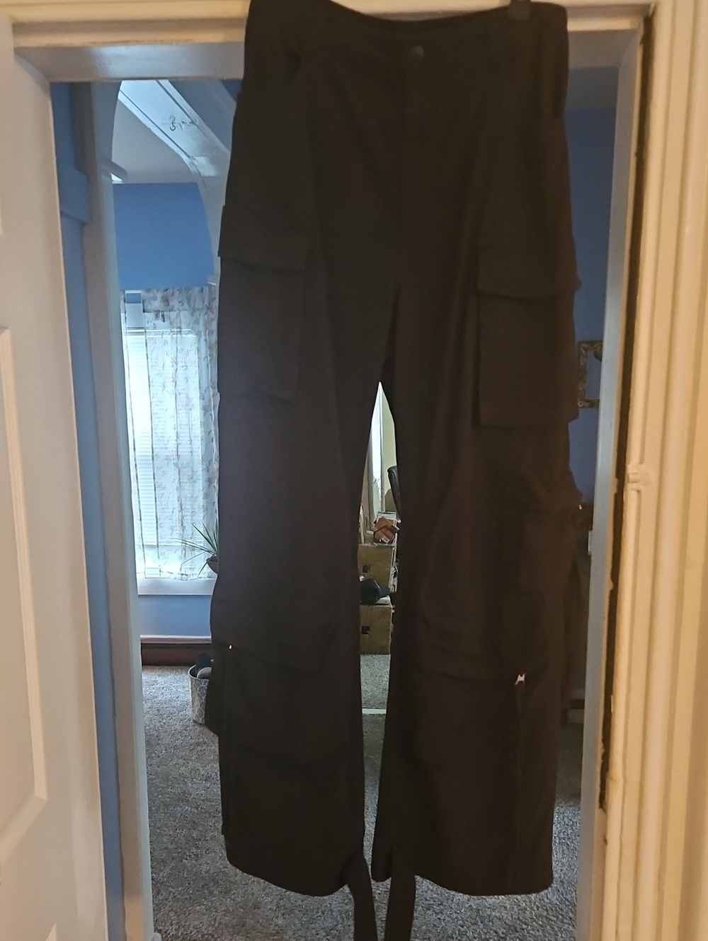 Steve Madden Black Wide-Leg Cargo Trousers